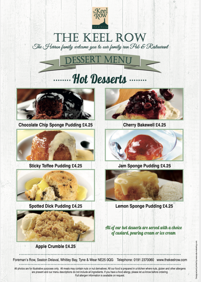 Puddings Menu